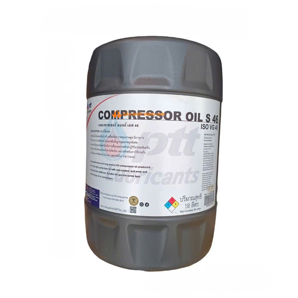 DẦU NÉN KHÍ TRỤC VÍT CAO CẤP HOÀNG GIA THÁI LAN PTT COMPRESSOR OIL 46 18 LÍT