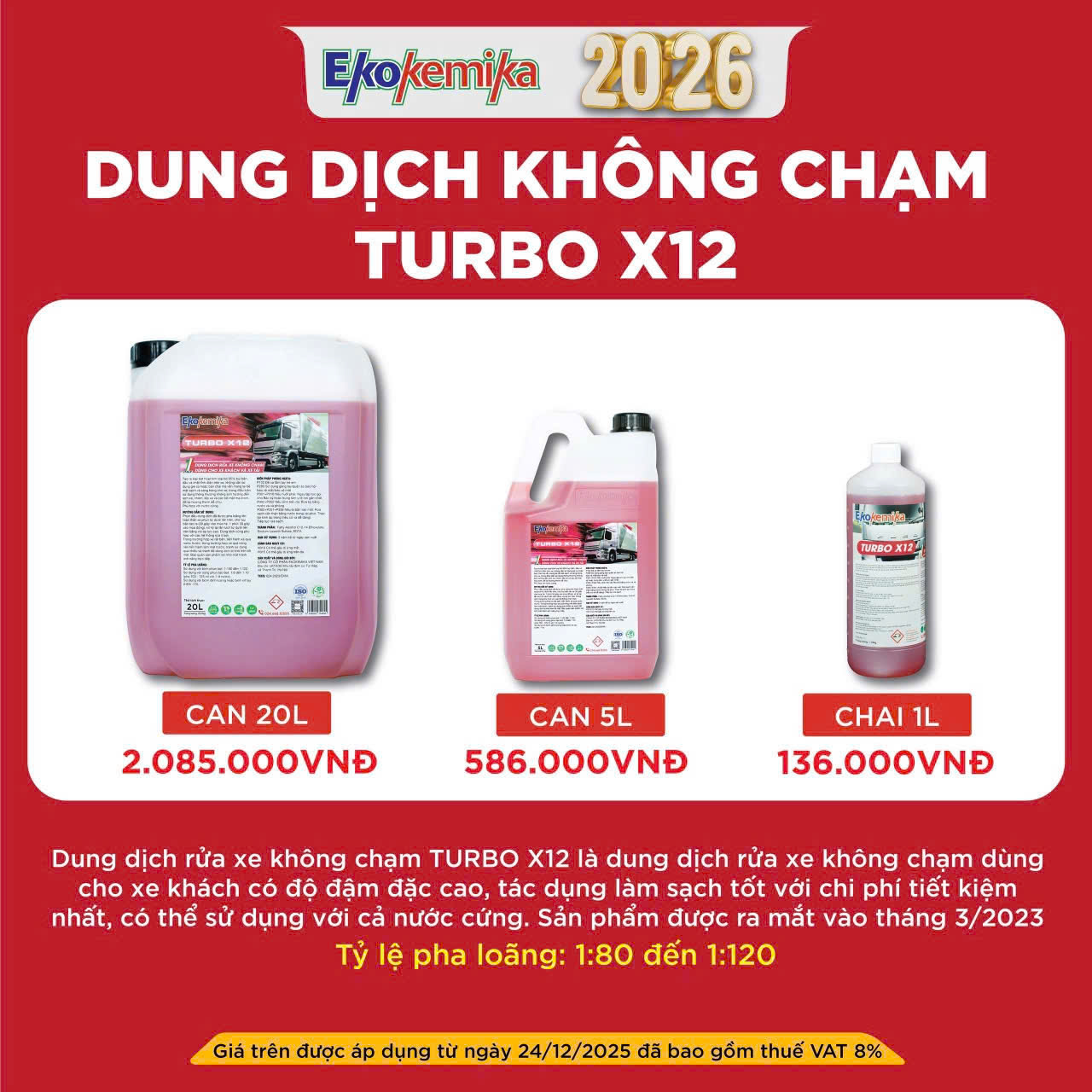 DUNG DỊCH RỬA XE EKOKEMIKA KHÔNG CHẠM TURBO X12