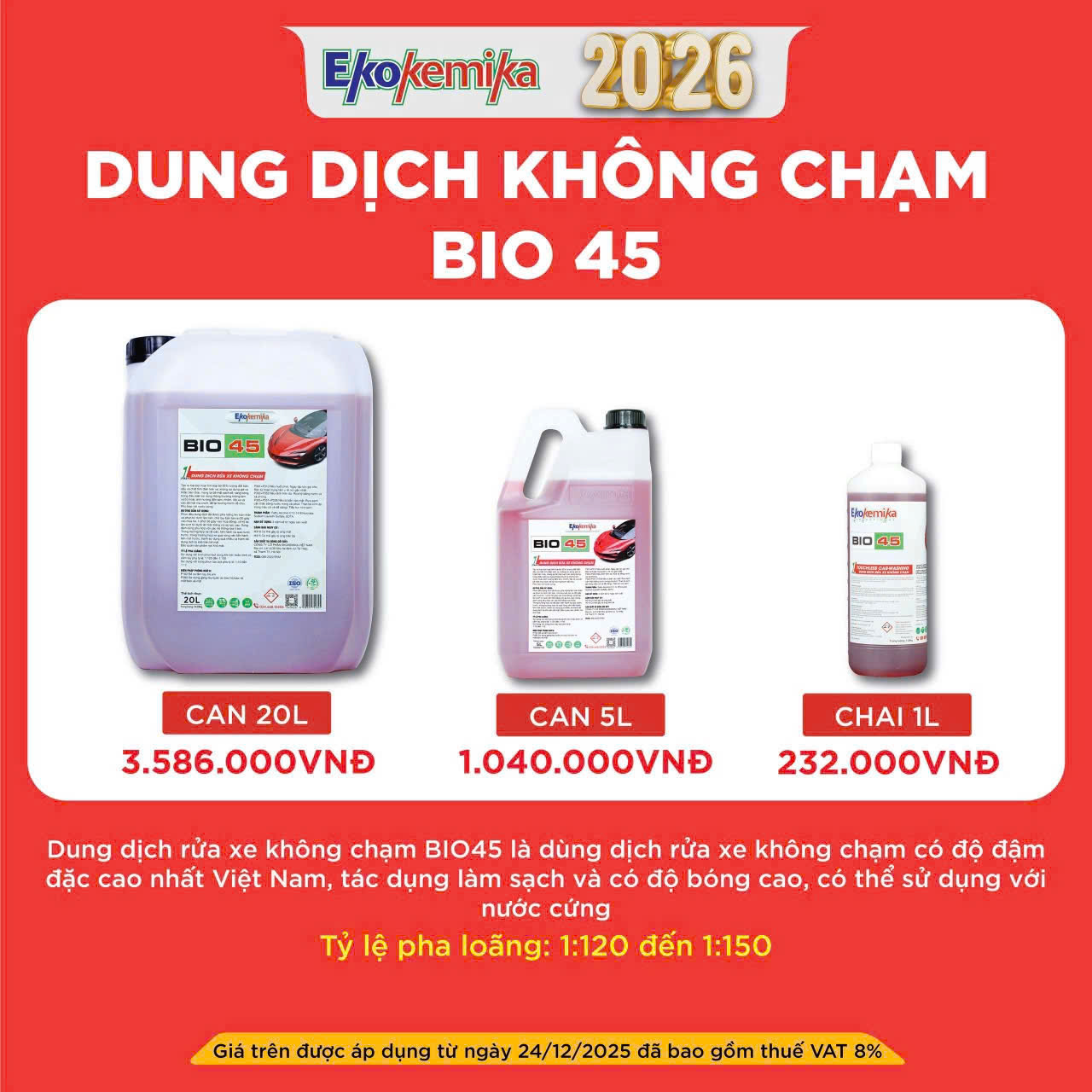 DUNG DỊCH RỬA XE EKOKEMIKA KHÔNG CHẠM BIO45