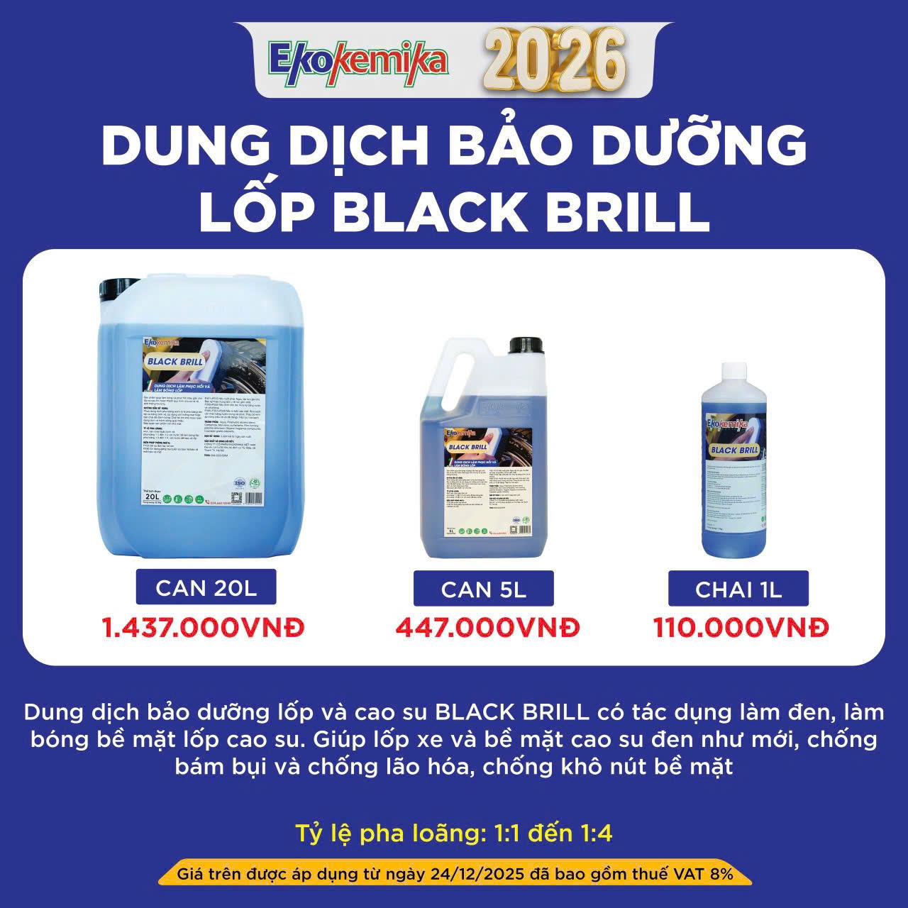 DUNG DỊCH DƯỠNG VÀ LÀM BÓNG LỐP EKOKEMIKA BLACKBRIIL