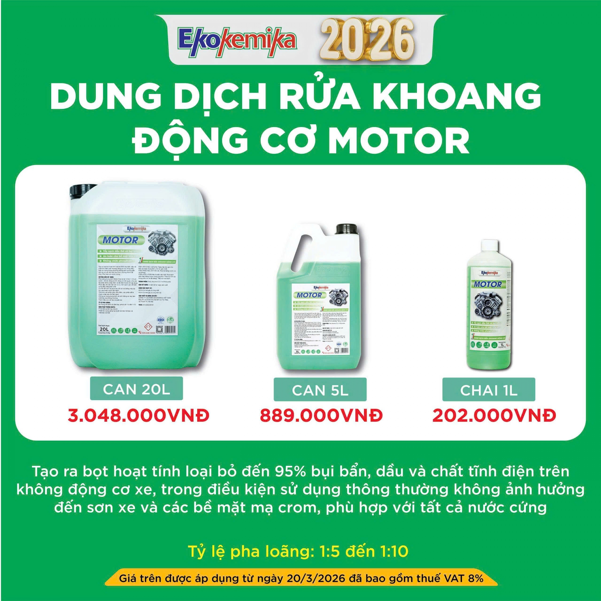 DUNG DỊCH VỆ SINH DẦU MỠ - KHOANG MÁY EKOKEMIKA MOTOR