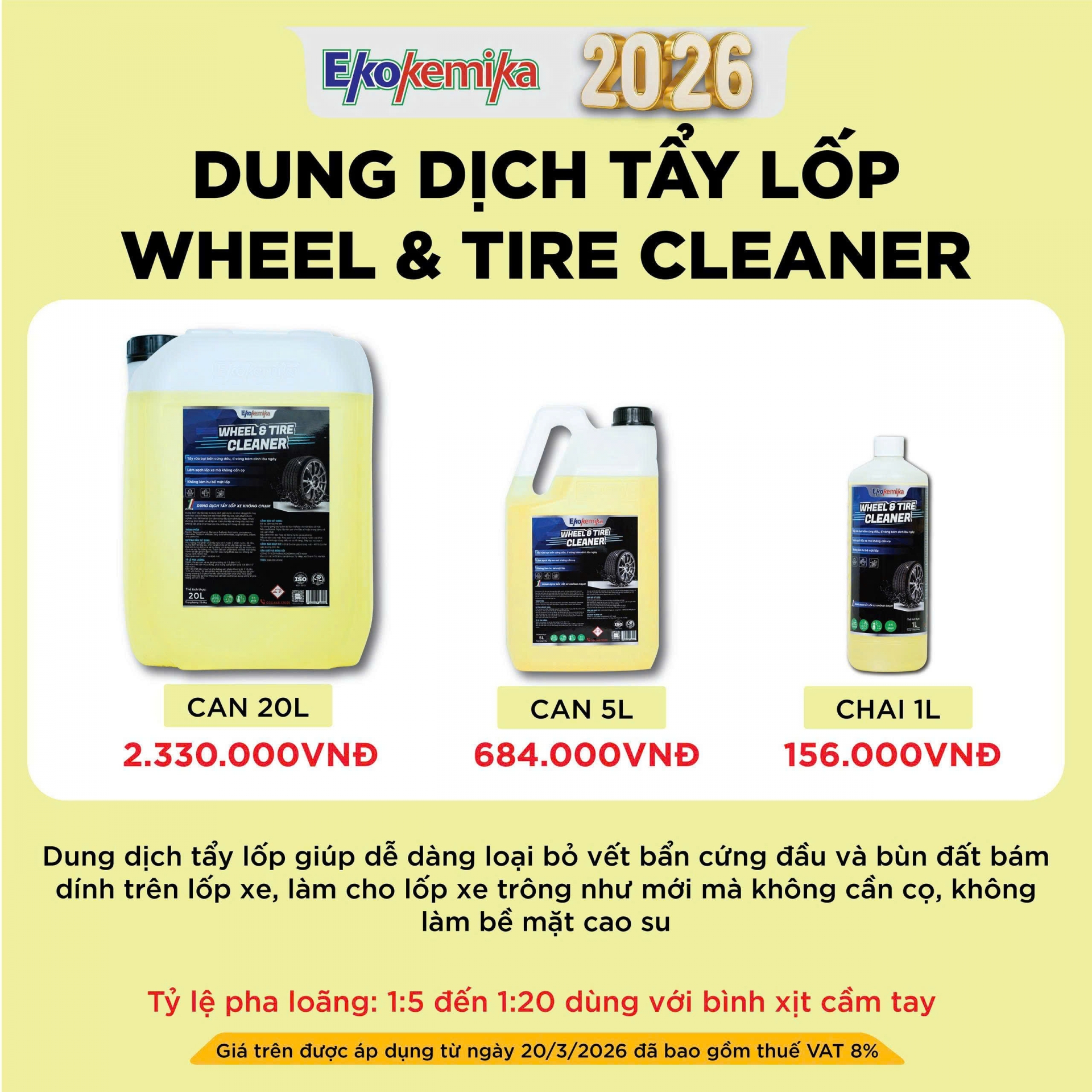 DUNG DỊCH VỆ SINH LỐP XE - LAZANG EKOKEMIKA WHEEL & TIRE CLEANER